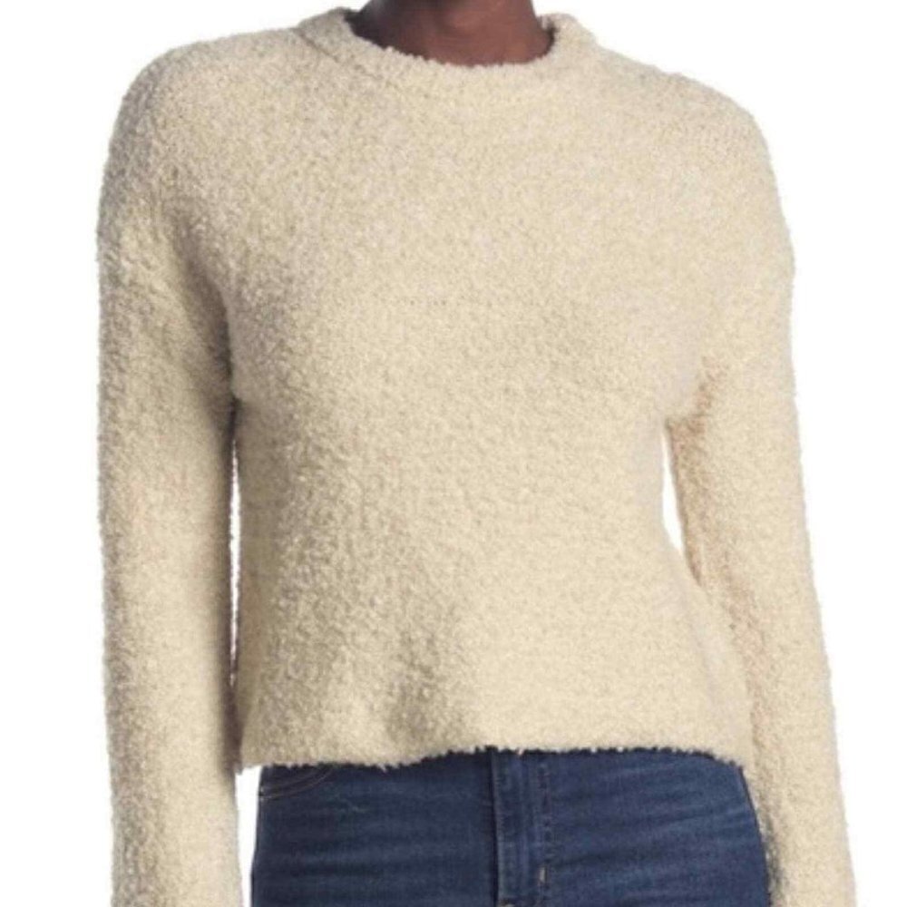 New Abound XS Beige Boucle Knit Dolman Sweater Crewneck Pullover NWT